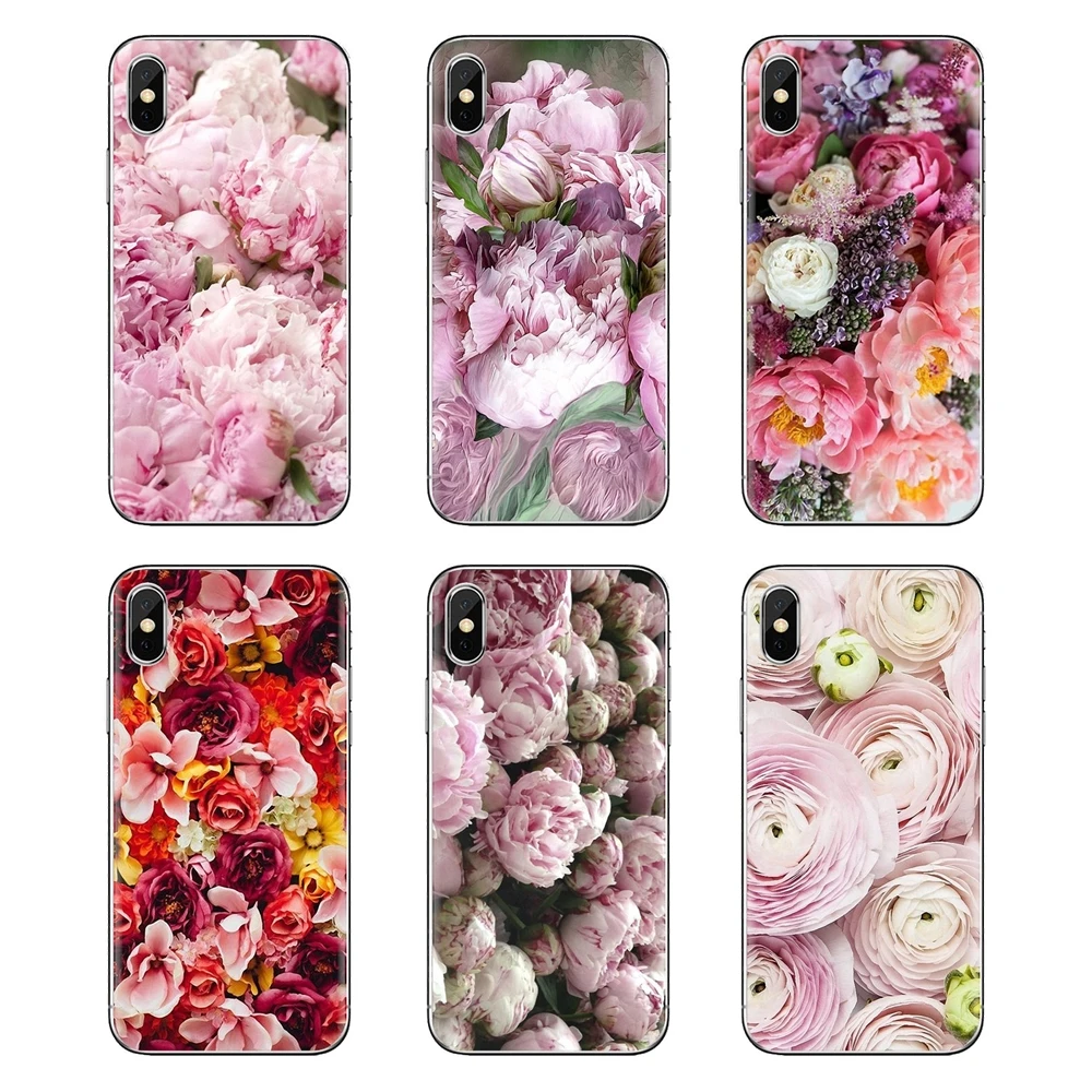 Нарисованный пион тонкий цветок Прозрачный мягкий чехол Чехлы для iPod Touch Apple iPhone 4
