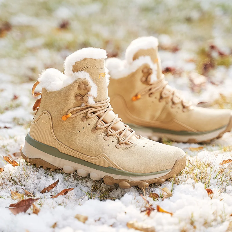 RAX Snow Boots Men Fur Lining Anti-slip Hiking Shoes Women Lightweight Outdoor Sneakers Men Trekking Boots Moutain Climbing hiking shoes snow boots