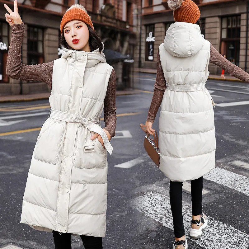 

[9z20010] 2019 Winter New Style Women's Fashion Hooded Long Waist Hugging Cotton Vest