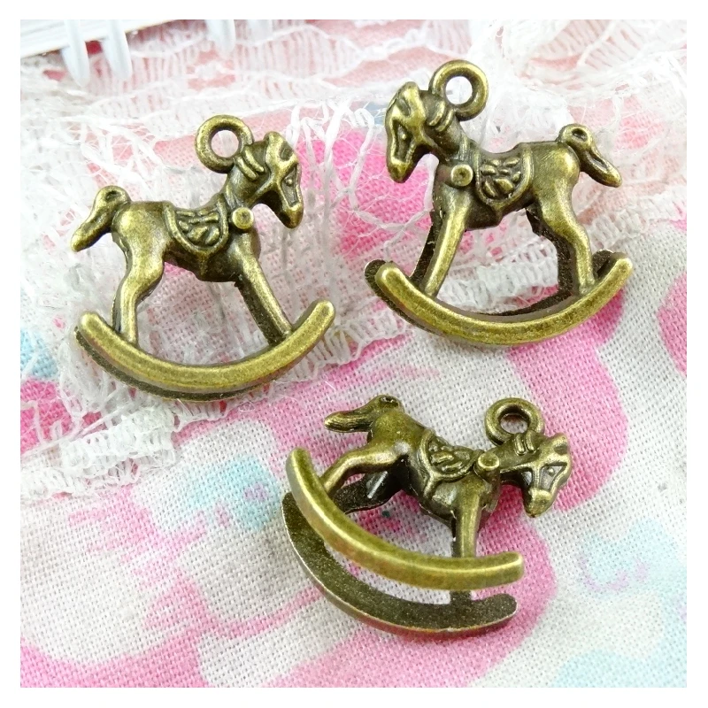 60pcs Vintage Horse Charms Pendant For Jewelry Making Antique Bronze Color Rocking Horse Charms 15.5*14MM