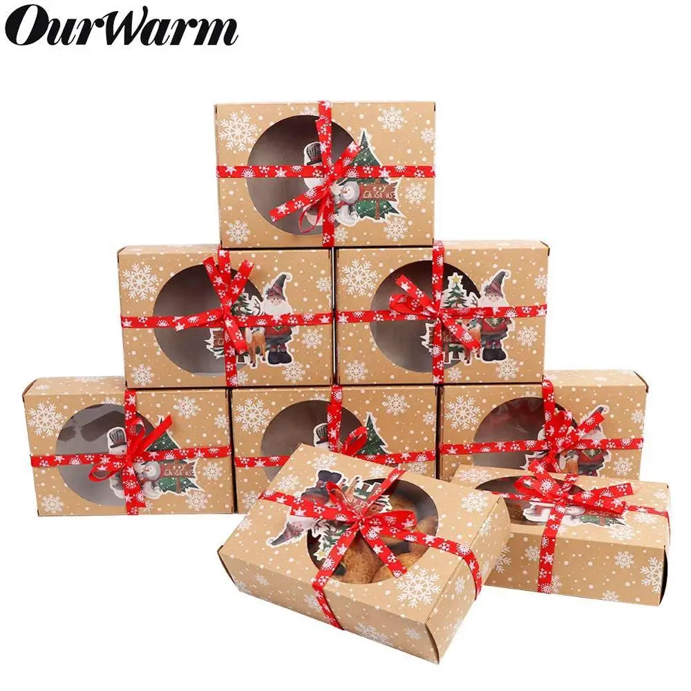 5pcs Christmas Tree Gift Boxes with Xmas Tree Bell for Apples Pastry Gift Candy Chocolate Cookie Boxes 