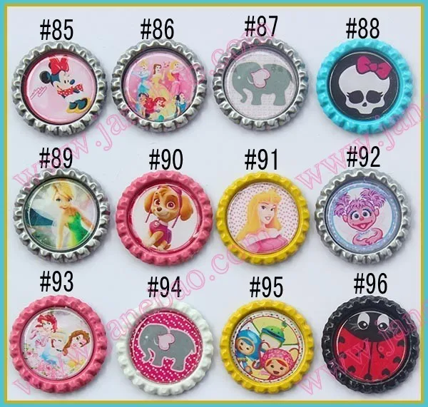 500pcs1 дюймовая мультяшная плоская бутылочная Кепка с персонажами из мультфильмов, плоская бутылочная Кепка для самостоятельной сборки, аксессуары для волос с бантом