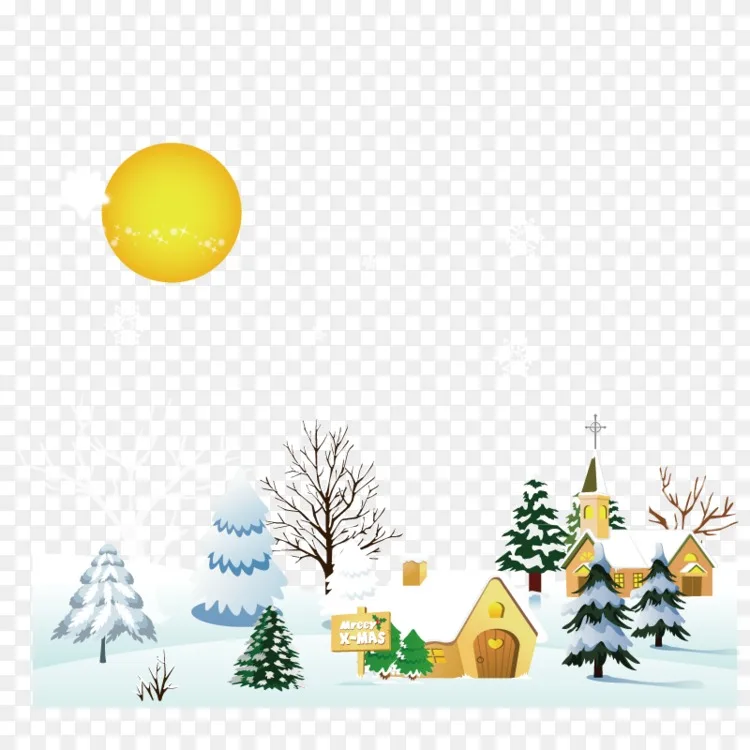 雪冬村剪贴画 卡通冬天png图片素材免费下载 图片编号 Png素材网