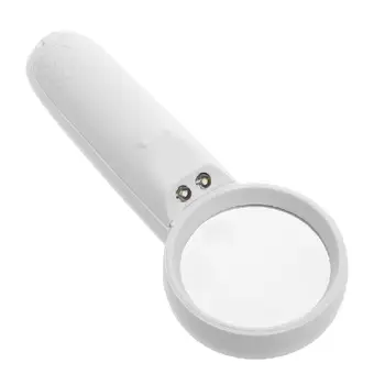 

50mm Diameter Hand Glass Loupe Hold 5x Multiple Magnifying White LED Magnifier Q6PA