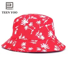 Модная Панамка Для женщин летом кокосовых пальм кокосовой пальмы морской пляж печатных гибкие складные шляпы Открытый Кемпинг в полевых условиях ведро подросток Ю