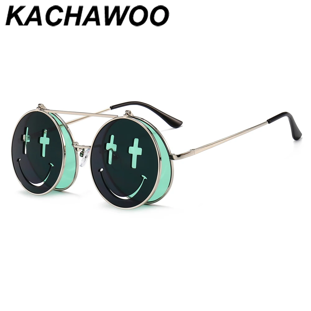 Солнцезащитные очки Kachawoo мужские/женские винтажные круглые солнечные со