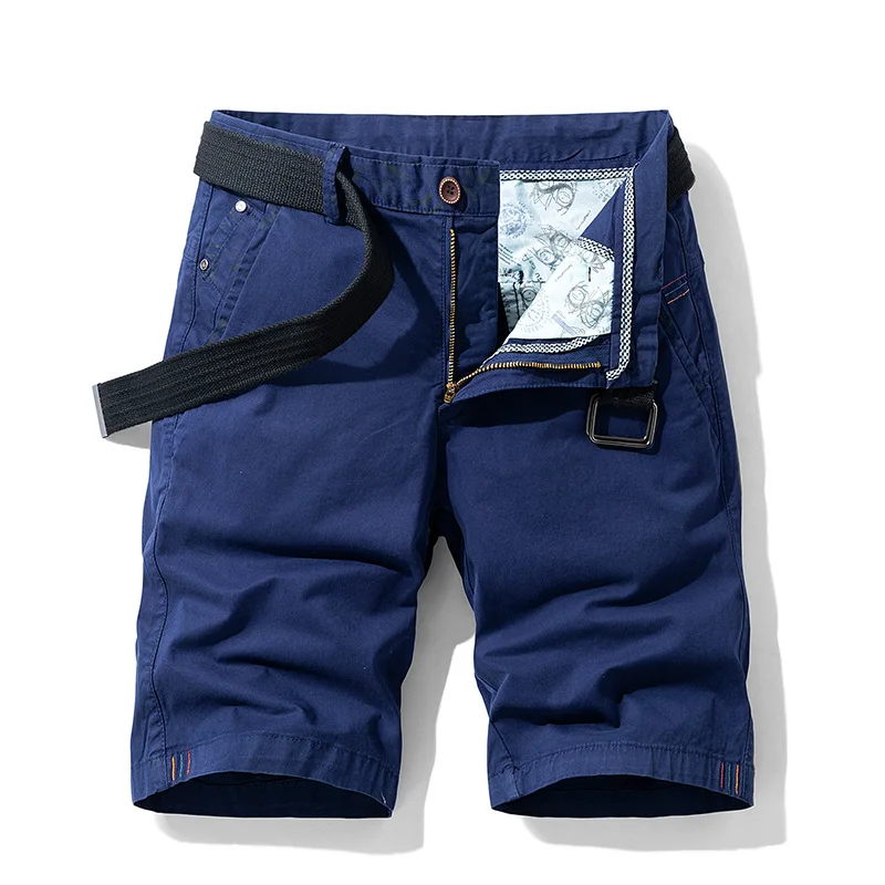 

High-quality Summer New Casual Fashion Shorts Men's Casual Loose Five-point Pants Men's Shorts Pure Cotton Solid Color Casual