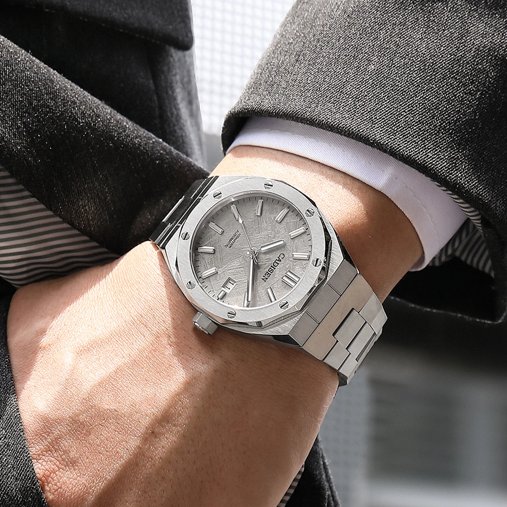 2021 New CADISEN OAK Mechanical Wrist watch Men Meteorite texture Luxury Automatic watch men NH35A Movt Steel Diver montre homme