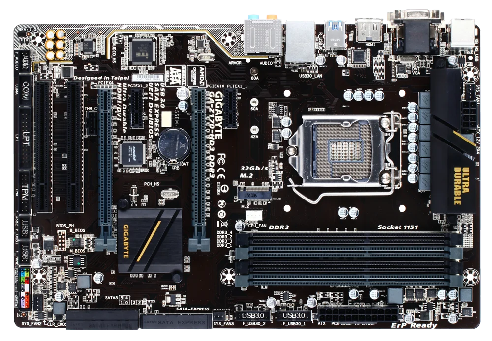 Б/у Материнская плата GIGABYTE GA-Z170-HD3 DDR3 имеет 4 слота / DDR3L и поддерживает процессоры