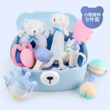 

Cartoon Baby Teether Educational Mobiles Toys Teeth Biting Baby Rattle Toy Bed Bell Silicone Handbell Jingle Birthday Gifts