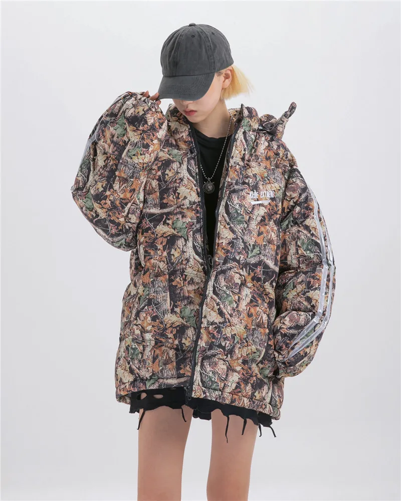 Мужская камуфляжная куртка в стиле хип-хоп для русской зимы, теплая Толстая парка с капюшоном, куртки с вышитыми буквами, негабаритная Повседневная ветрозащитная верхняя одежда, пальто
