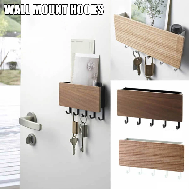 

Wall Mounted Key Holder Key Chain Rack Hanger with 5 Hooks Multiple Mail and Key Holder Organizer for Door Entryway Hallway J8