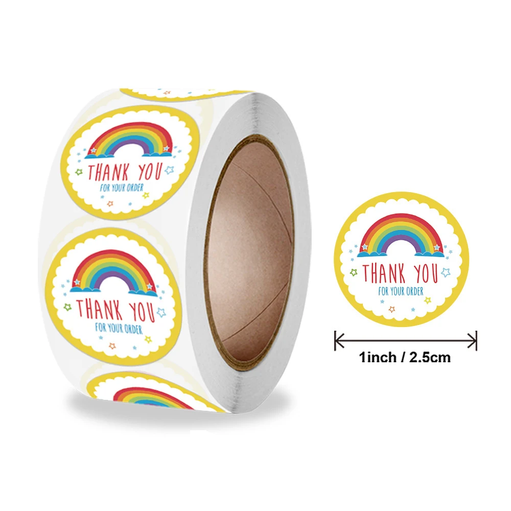 

50-500pcs Cartoon Thank You Stickers Cute Sun Rainbow Clouds Sticker For Handmade Gift Decor Labels Kids Reward Stickers