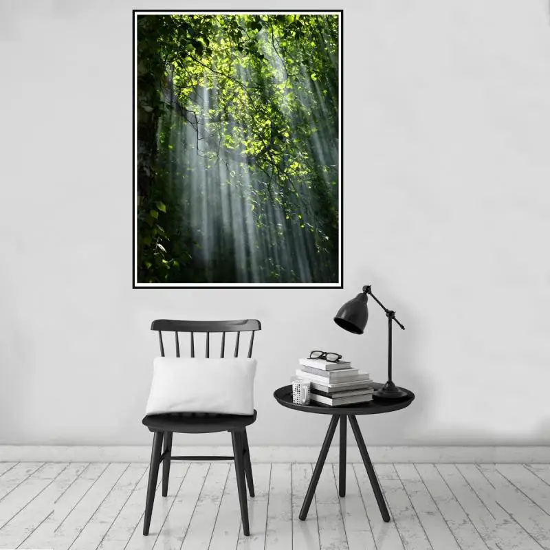 

Natural Scenery Green Leaf Forest Sunshine Beautiful Wall Painting Hd Photography Frameless Canvas Printing Decor Custom Poster