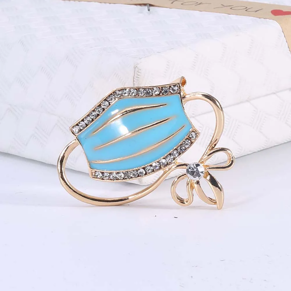 Женская брошь в форме маски эмалированная с кристаллами | Украшения и аксессуары