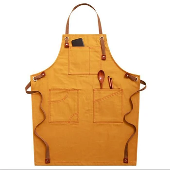 

Promotion! Canvas Denim Chef Aprons for Kitchen BBQ Cooking Kitchen Apron for Women Men Aprons Custom Logo Baking Bib