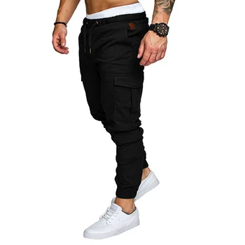 

Spring and autumn new casual fashion trend men's trousers solid color casual tether elastic sports beam feet pants