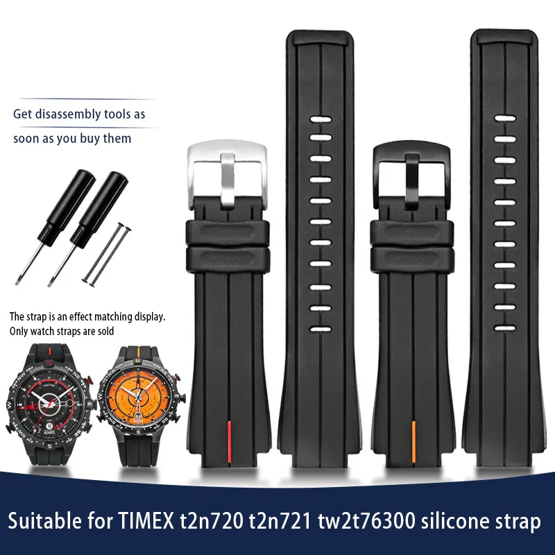 Cinturino In Gomma Siliconica Per Cinturino Orologio Timex Tide T2N720 T2N721 Tw2T76300 Series Cinturino Impermeabile Da Uomo Convesso Lnterface 16Mm
