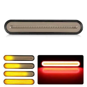 

1pc LED Trailer Truck Brake Light Waterproof 3 in 1 Neon Halo Ring Tail Brake Stop Light Flowing Turn Signal Light Lamp 12-24V