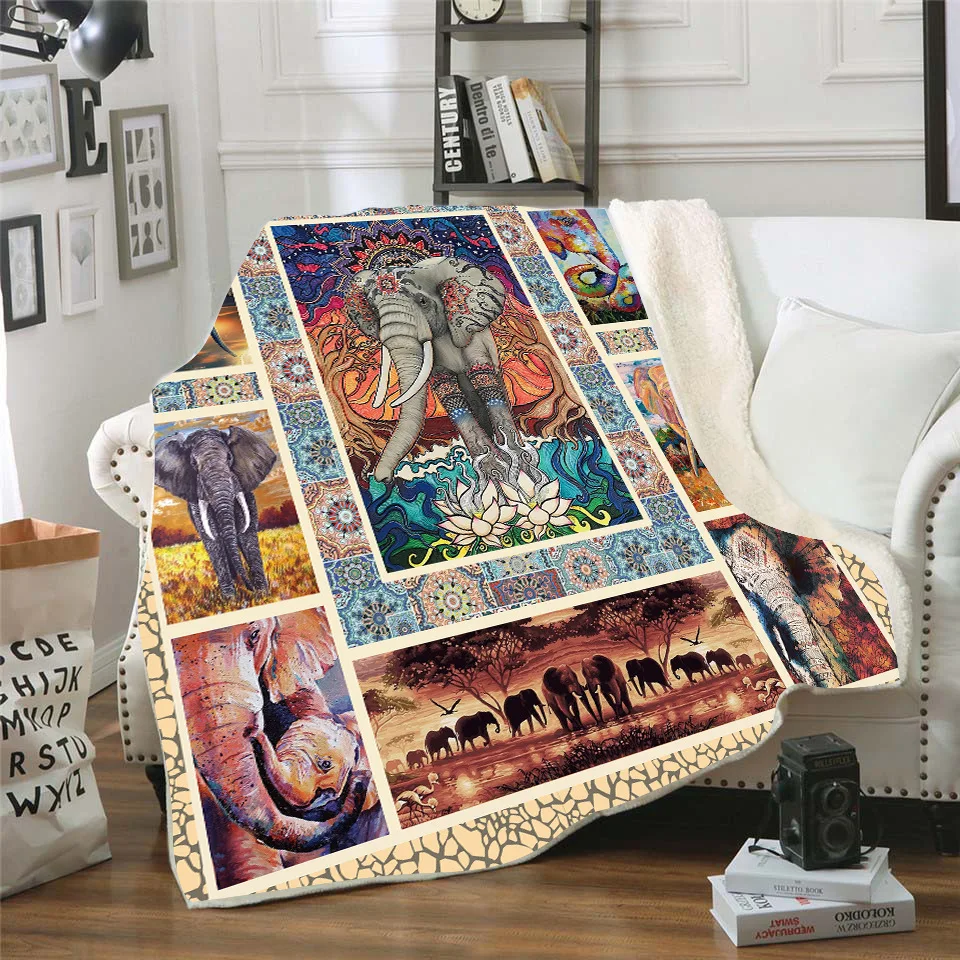 

Elephant 3D Printed Fleece blanket for Picnic Thick Fashionable Bedspread Sherpa Throw Blanket Drop Shipping