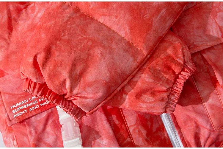 Куртка в стиле хип-хоп, парка Tie Dye, уличная одежда для мужчин/женщин, ветровка Harajuku, зимняя стеганая куртка, пальто, теплая верхняя одежда, фиолетовая, оранжевая