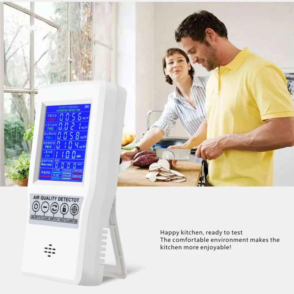 Цифровой ЖК-детектор формальдегида HCHO/TVOC/CO2/PM2.5/PM10 тестер AQI монитор качества воздуха анализатор газа