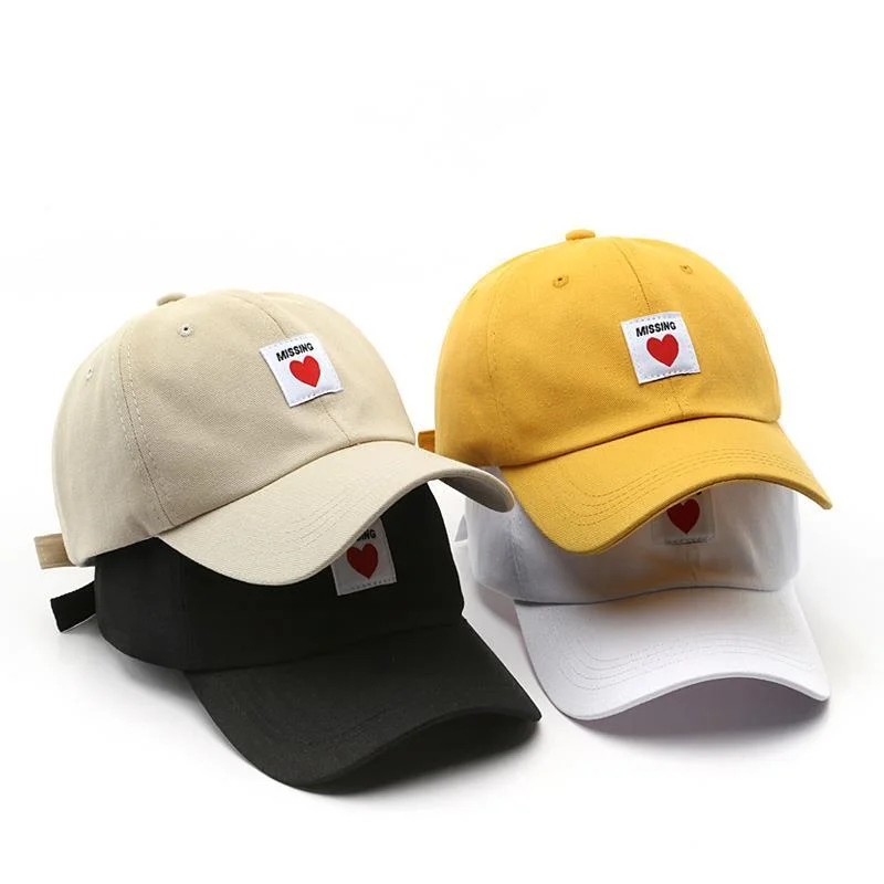 

2021 New Fashion Unisex Summer Personality Red Heart Embroidered Hip Hop Baseball Cowboy Protect Cap Sun Hat