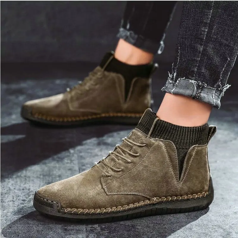 

Brand Men Genuine Leather handmade Snow Boots Winter Plush Warm Men Boots Non-slip Male Ankle Boots Autumn Man Work Shoes A55-89