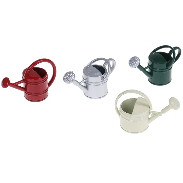 Miniature Watering Can Tin Metal Dollhouse Handicrafts Model Doll house Decoration White Dollhouse Accessories Classic Baby Toys 6