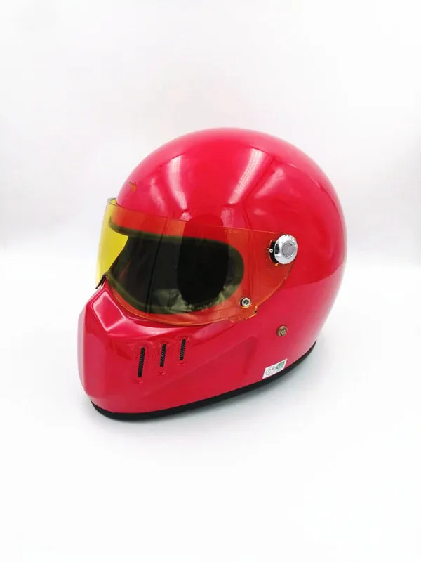 TT& CO ретро мотоцикл электромобиль полный шлем стекло стальной материал шлем - Цвет: Gloss red 4
