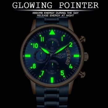 

2020 LIGE New Mens Watches Top Brand Luxury Chronograph Waterproof Sports Automatic Date Quartz Blue Watch Men Relogio Masculino