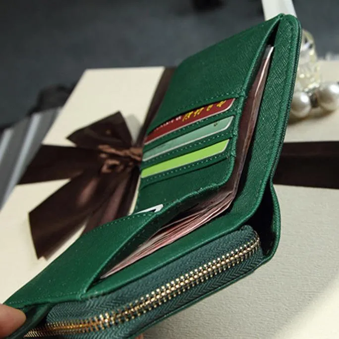 Клатч женский изящный зеленый кожаный короткий кошелек модный короткий маленький кошелек сумка-держатель для карт одноцветная сумочка клатч держатель для карт