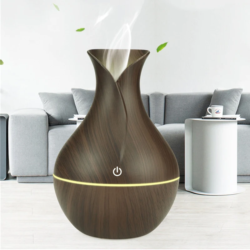 

USB Wood Grain Essential Oil Diffuser Ultrasonic Air Humidifier Household Aroma Diffuser Aromatherapy Mist Maker with Light