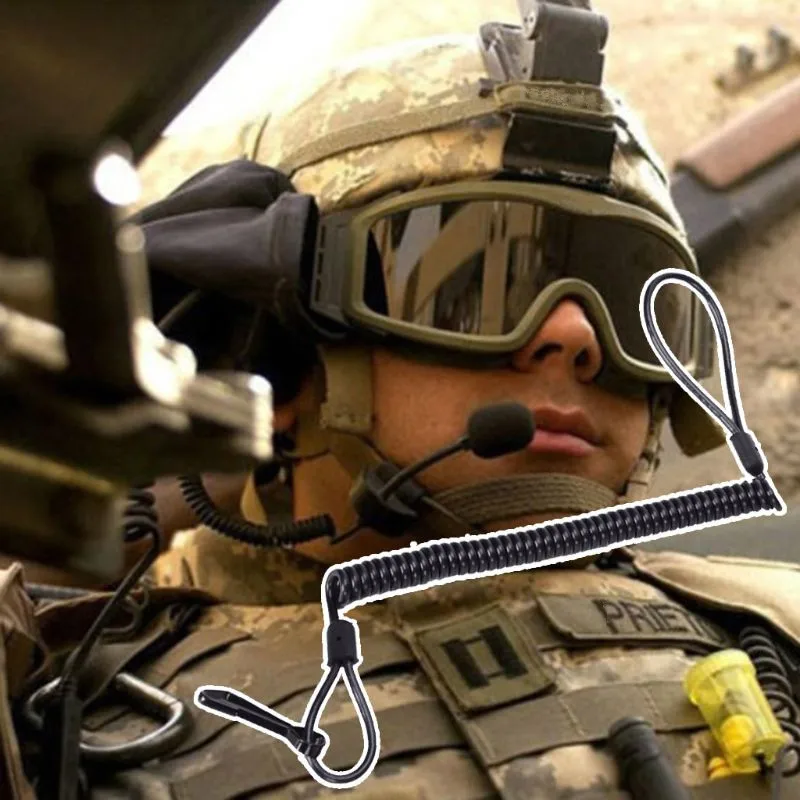 Elastic Ropes Automatic Retractable Rope 1 Pc Outdoor Tactic Spring Lanyard Elastic Retractable Anti-lost Waist Hanging Retention Rope Police Pistols Rifle Sling