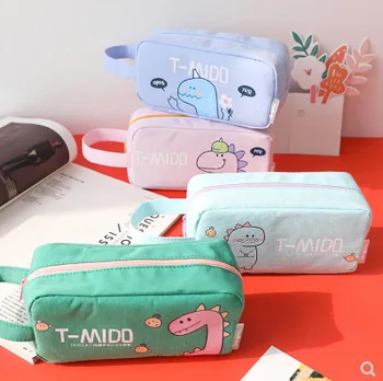 

Simple Pencil Bag Case Cute Cartoon Small Dinosaur Cheap Stationery Supplies Large Capacity Student