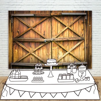 

Vintage Wooden Door Photo Background Old Rustic Barn Door with Lock Cowboy Baby Infant Photography Backdrop For Photo Studio