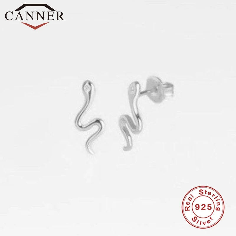 925 Sterling Silver Stud Earrings for Women Simple Smooth lightning/snake/Butterfly Earrings Female Fashion Minimalist Jewelry
