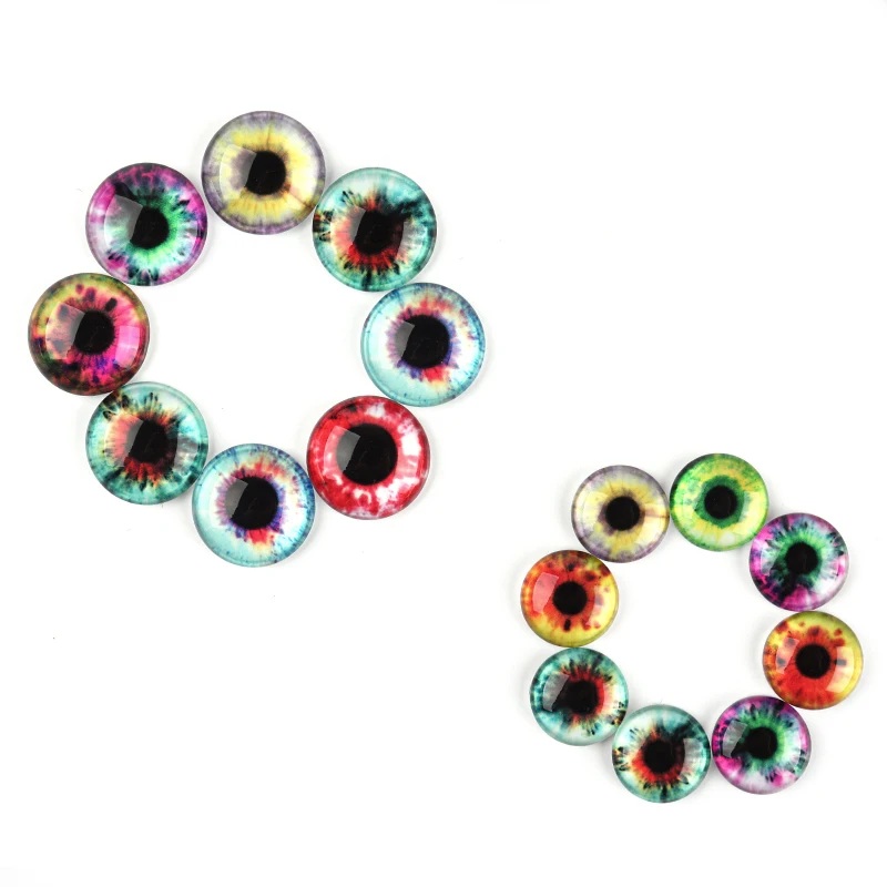 Xinyao 20 Uds 10 uds/lote 10mm/12mm/14mm/18mm/20mm/25mm pupila ojo Opal mixta cabujón redondo de vidrio para los resultados de la joyería de bricolaje
