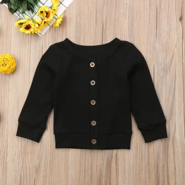 Autumn New Solid Toddler Kids Baby Boy Girl Cotton Cardigan Coat Long Sleeve Top Outwear For 0-2Y - Цвет: CY4186B