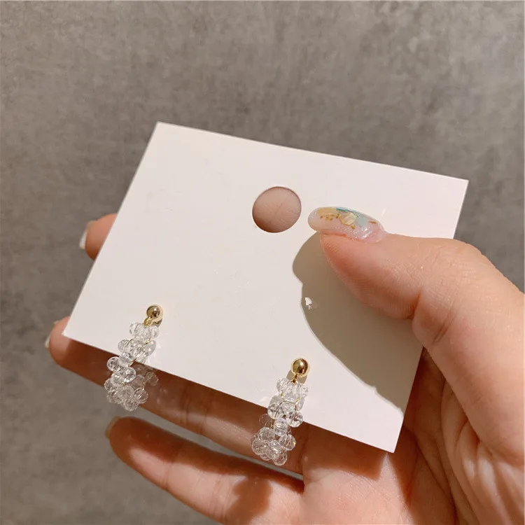 HUANZHI S925 Серебряные иглы летние геометрические прозрачные хрустальные бусины ручной работы серьги гвоздики для женщин вечерние подарки для девочек - Окраска металла: A