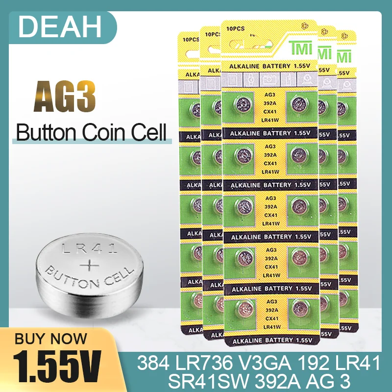 1.55V Alkaline Battery AG3 LR41 392 192 384 392 392A CX41 G3 L736 LR736 SR41 SR41SW SR41W V3GA For Remote Scale Button Coin Cell - ANKUX Tech Co., Ltd