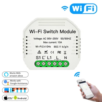 

DIY 1/2 Way Wifi Smart Light Switch Breaker Module Smart Life/Tuya APP Remote Control Works With Alexa Echo Google Home