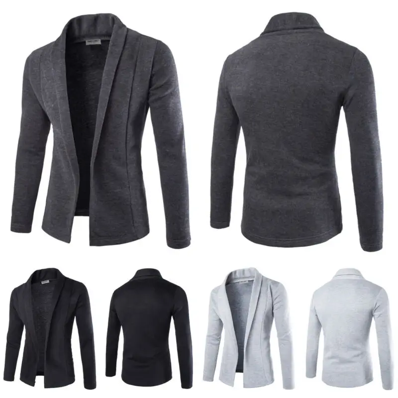 casual blazer 2021 Hot Selling Solid Color All-Match Mens Solid Blazer Cardigan Long Sleeve Casual Slim Fit Sweater Jacket Knit Coat casual blazer for men