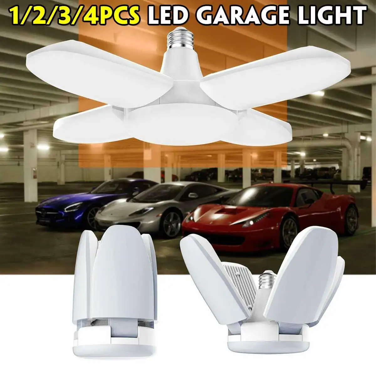 Us 9 95 40 Off 156pcs Led Deformable Garage Light 60w E27 85 265v 5600lm Ceiling Light For Garage Attic Basement Home Led Lamp In Industrial