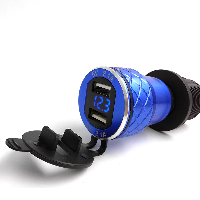 Двойное зарядное устройство для мотоцикла из алюминиевого сплава с