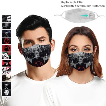 

Jokers Clown Face Mask Fashion Print Reusable Protective Mask Filter PM2.5 Anti-pollution Fabric Dust Mask Breathable Mouth Caps