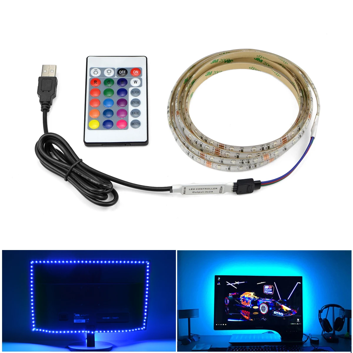 

Светодиодная лента 2835SMD с питанием от USB, гибкая светодиодная полоска RGB для подсветильник Ки телевизора, рабочего стола, экрана, диодсветильник светильник, 5 в постоянного тока, 1 м, 2 м, 3 м, 4 м, 5 м