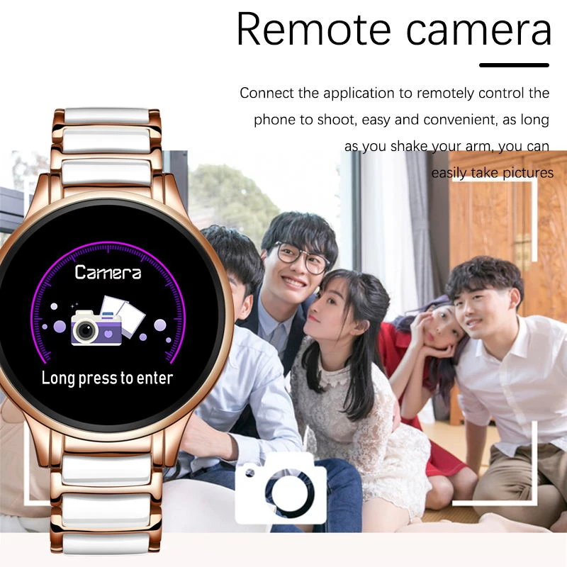 US $23.99 LIGE 2020 New Smart Watch Ladies Heart Rate Blood Pressure Information Reminder Sports Waterproof smartwatch Women Ceramic Strap