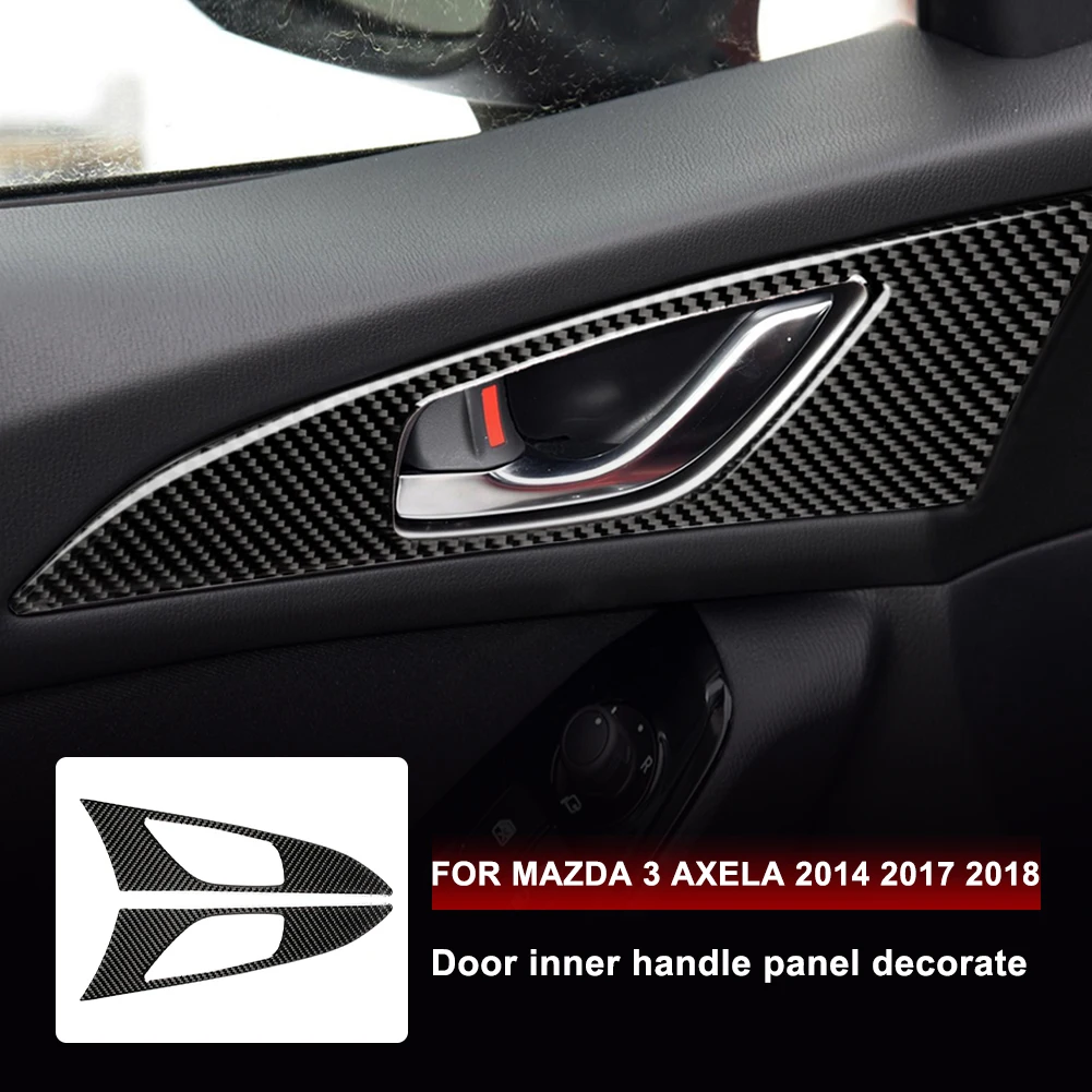 For Mazda 3 Axela Accessories Door Inner Handle Panel Decorate Carbon