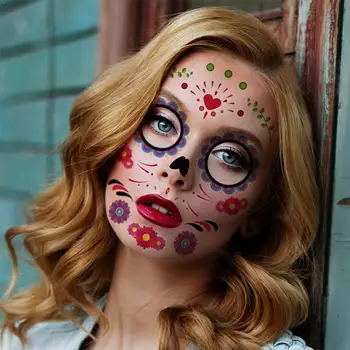 

Halloween Face Sticker Waterproof Sweat Personalized Dead Tattoo Decoration Face Funny Day Of Makeup Sticker Masquerade The E3E4
